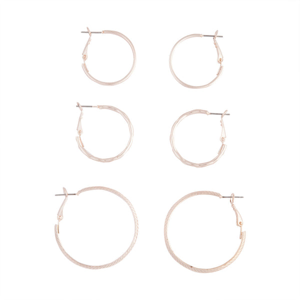 Rose Gold Multi Hoop 3 Pack