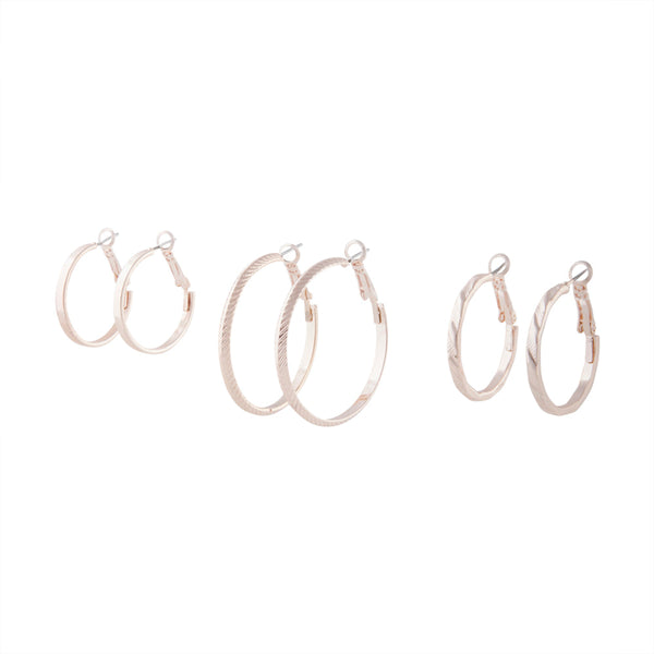 Rose Gold Multi Hoop 3 Pack
