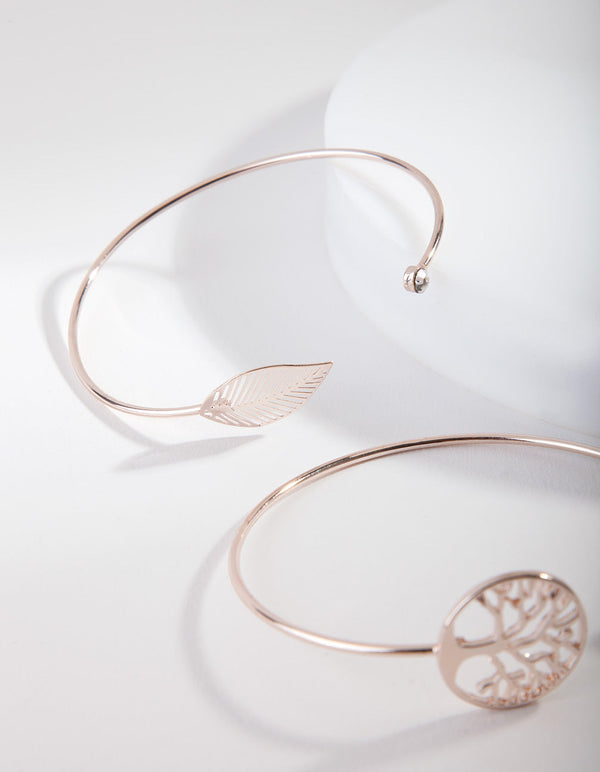 Rose Gold Tree Of Life Bangle 2 Pack