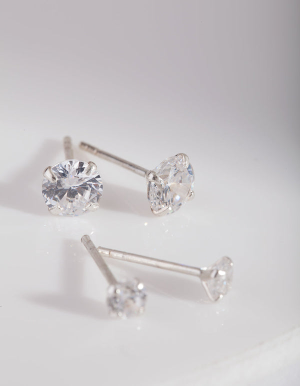 Sterling Silver Diamante Earring 2 Pack