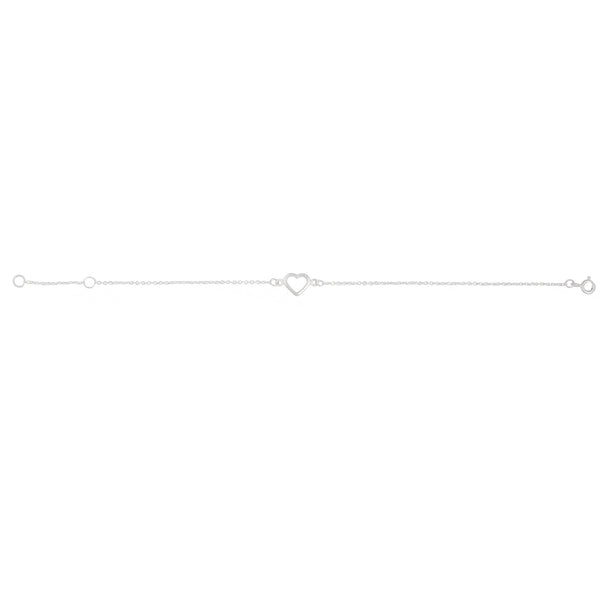 Sterling Silver Cut Out Fine Heart Bracelet