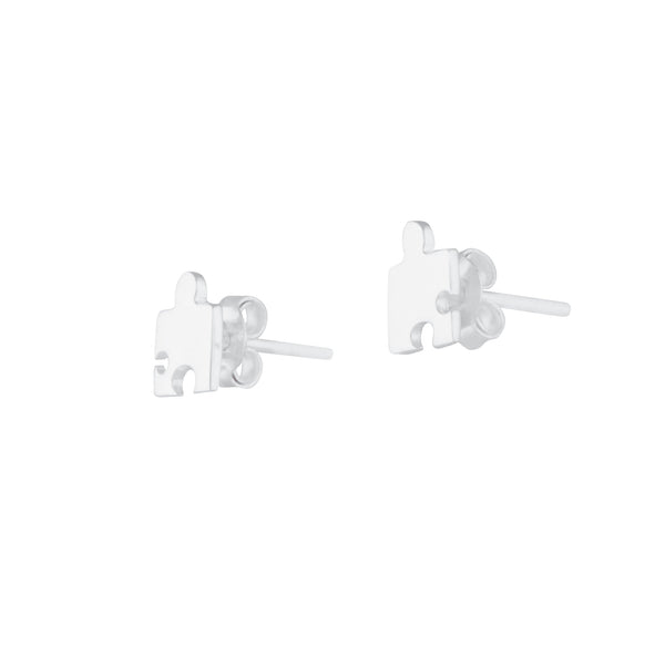 Sterling Silver Puzzle Piece Stud