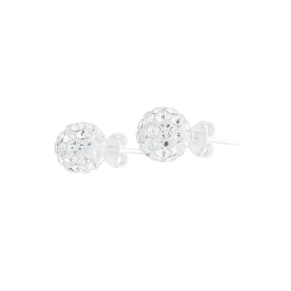 Sterling Silver Diamante Ball Stud