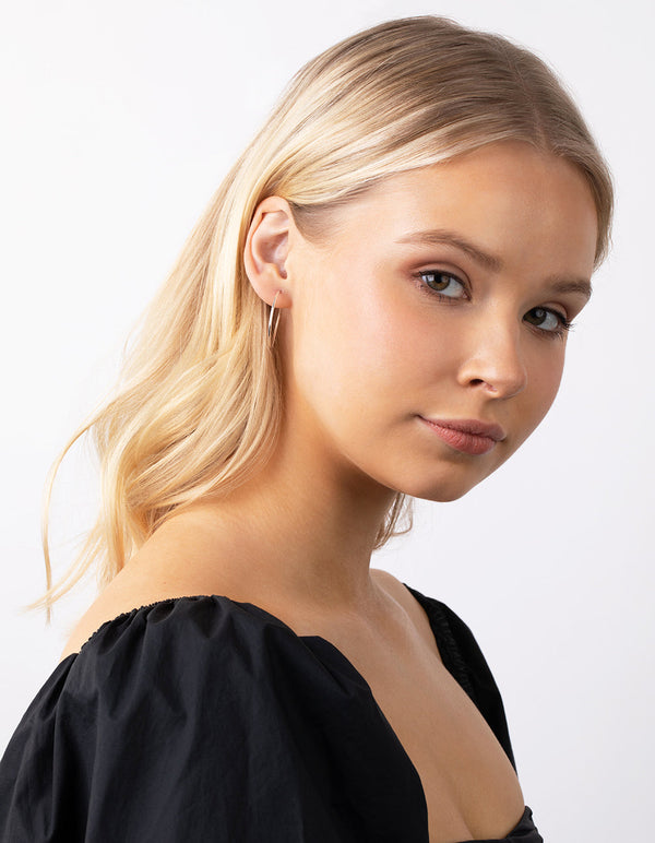 Sterling Silver Fine 3cm Hoop Earrings