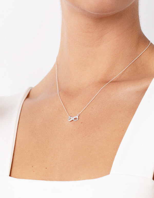 Sterling Silver Diamante Infinity Pendant Necklace