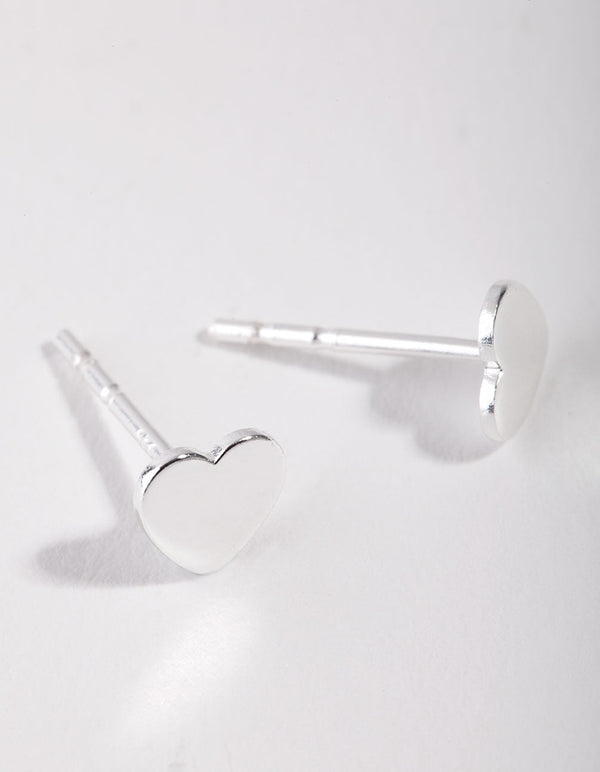 Sterling Silver Mini Heart Stud Earrings