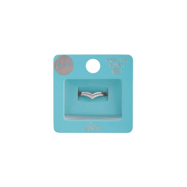 Sterling Silver Diamante Double Chevron Ring