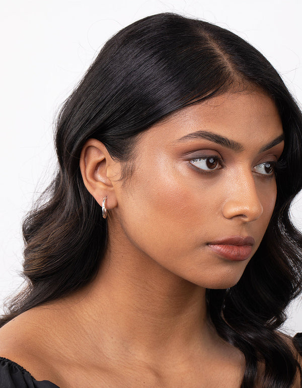 Sterling Silver Twist Hoop Earrings