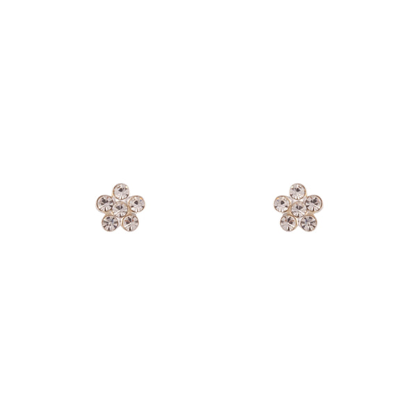 Sterling Silver Mini Diamante Flower Stud Earrings