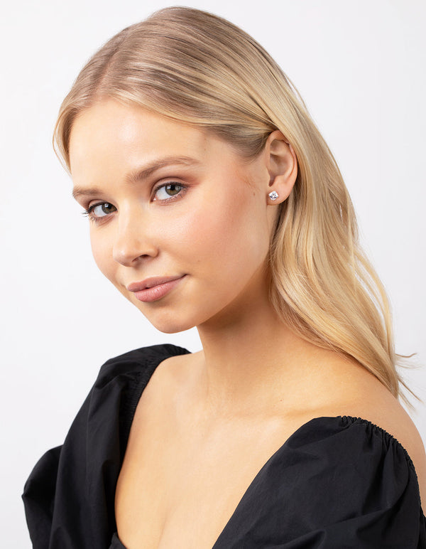 Sterling Silver Square Cz Stud