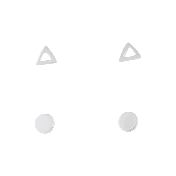 Sterling Silver Triangle And Circle Studs