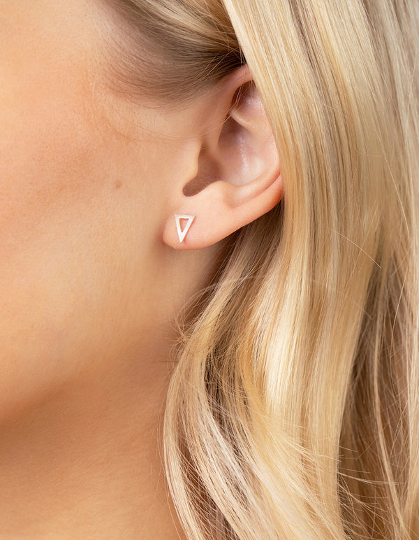 Sterling Silver Triangle Bar Earrings Duo