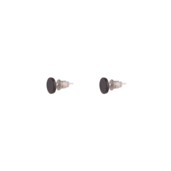 Flat Black Disc Stud Earrings