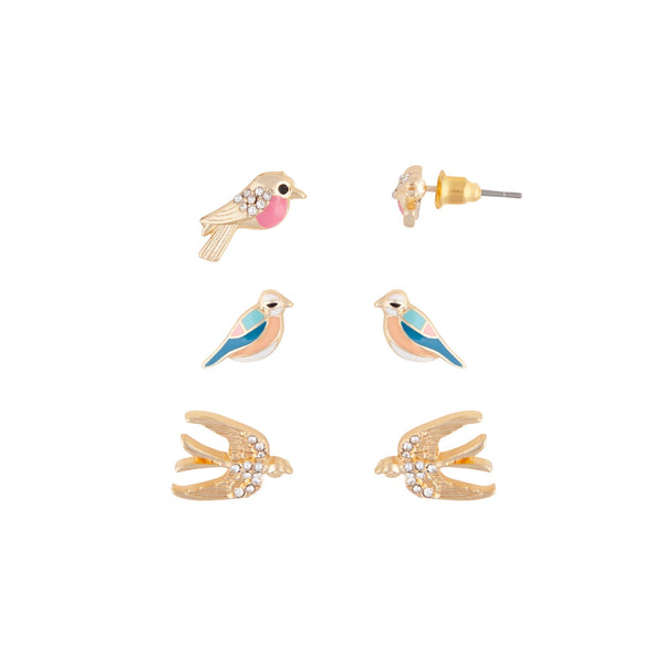 Gold Birds Earring 3 Pack