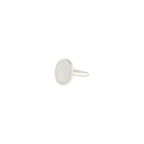 Sterling Silver Pearlised Textured Stone Ring