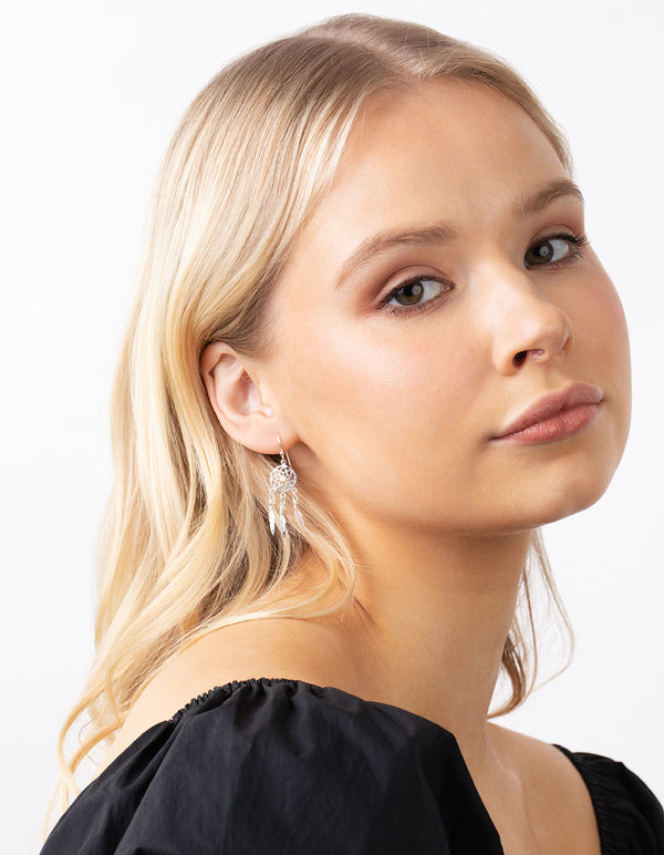 Sterling Silver Dreamcatcher Earrings