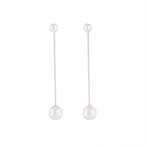 Rose Gold Snake Pearl Drop Earrings