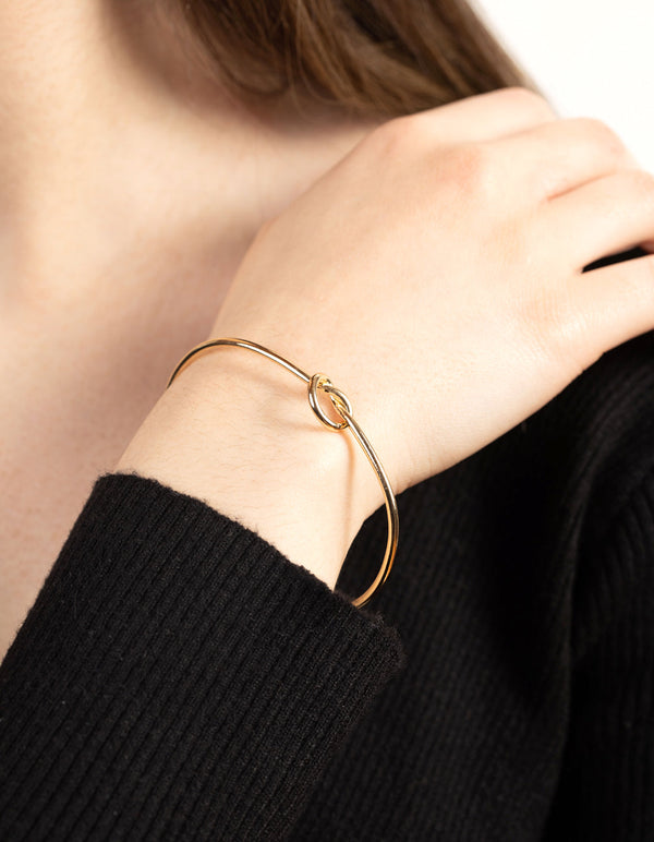 Fine Gold Knotted Open Cuff