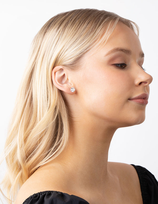 Sterling Silver Cubic Zirconia 2 CT Stud Earrings