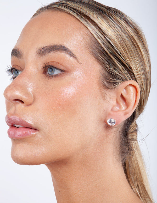 Cubic Zirconia Sterling Silver 3 Carat Earrings