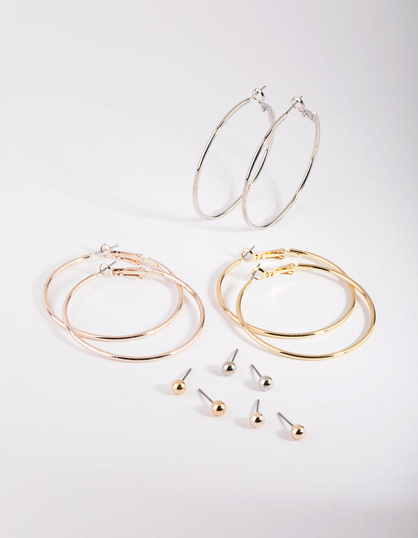 Mixed Metal Stud and Hoop Earring Pack