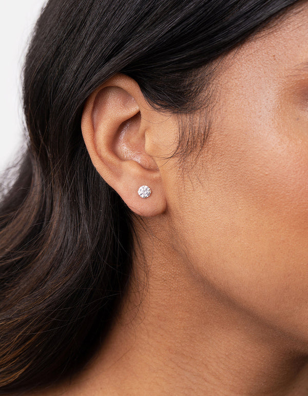 Sterling Silver Sleeper Diamante Stud 2 Pack