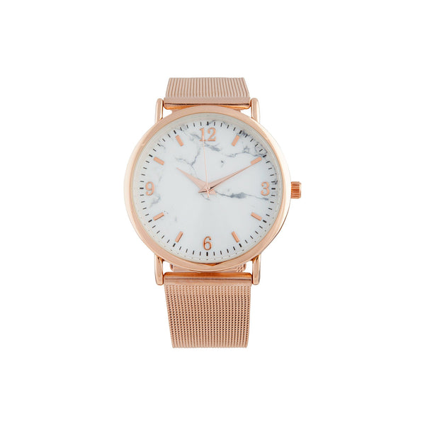 Rose Gold Marble Mesh Strap Watch