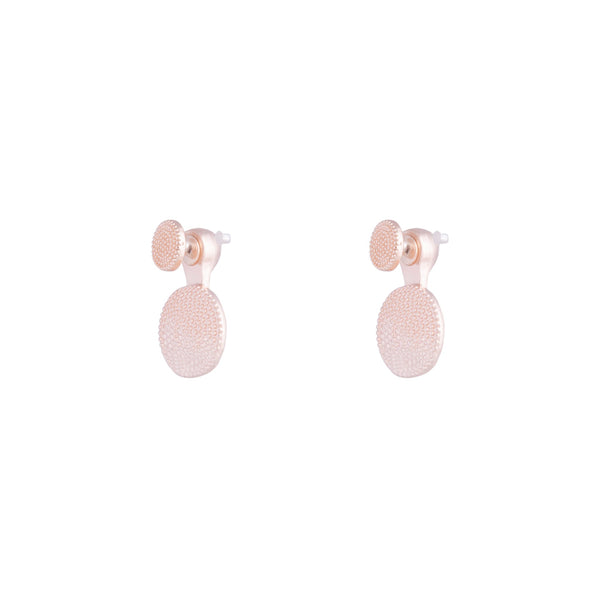 Rose Gold Twin Discs Jacket Earrings