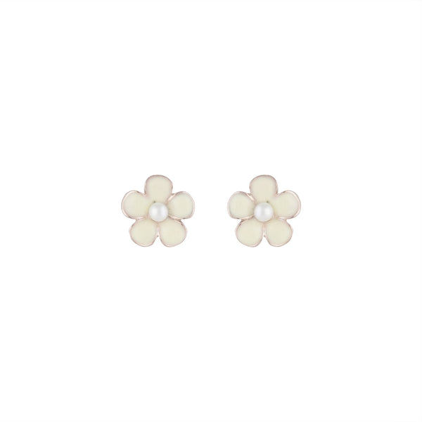 Flower Daisy White Stud Earrings