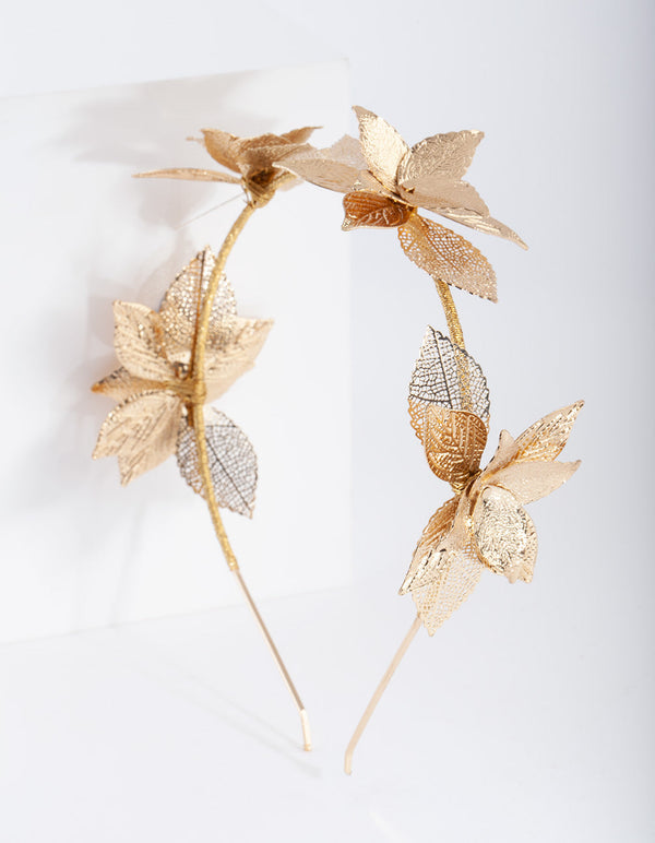 Golden Cluster Leaf Headband