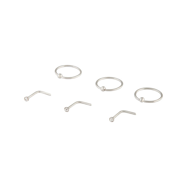 Surgical Steel Silver Ball Ring Stud Nose 6 Pack