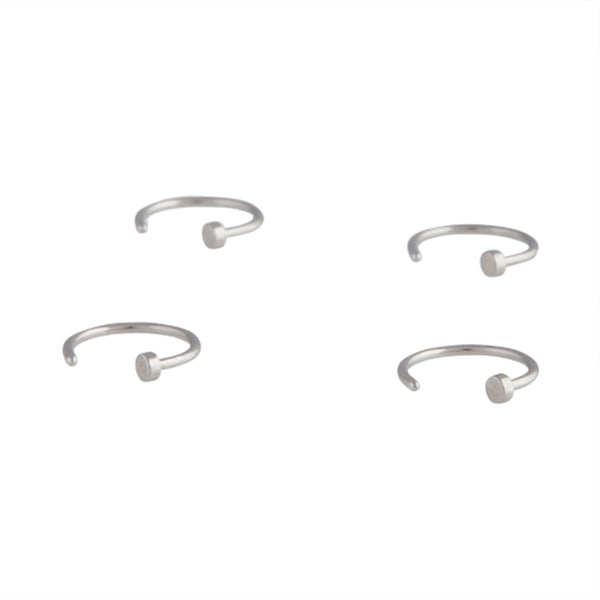 Rhodium Mini Nail Nose Ring 4 Pack