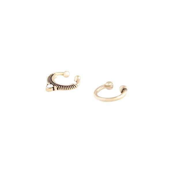 Gold Etched Faux Septum Ring 2 Pack