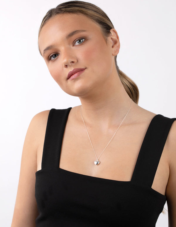Sterling Silver Heart Locket Pendant Necklace