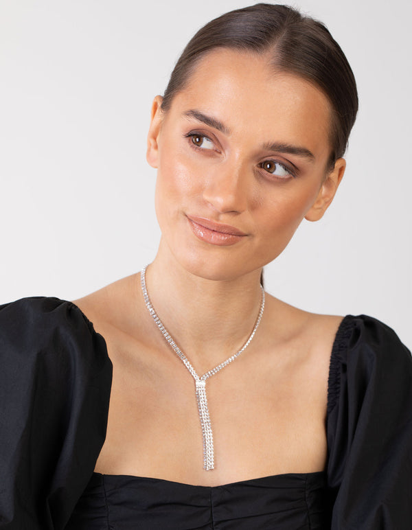 Silver Cup Chain Tassel Earrings