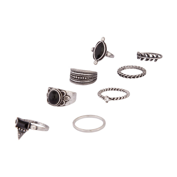 Rhodium Bohemian Twist Ring 8 Pack