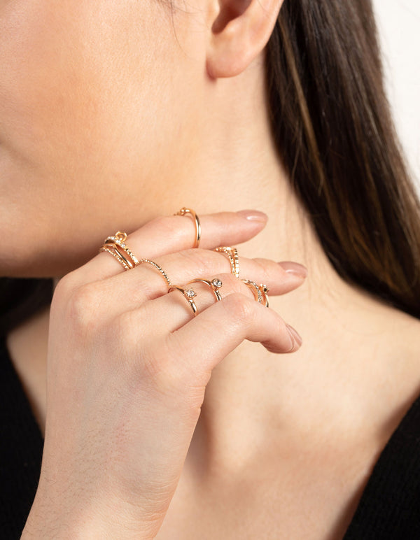 Gold Chain Bling Ring 8 Pack