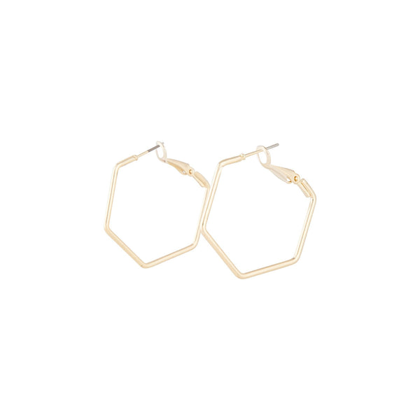 Gold Hexagon Hoop Earrings