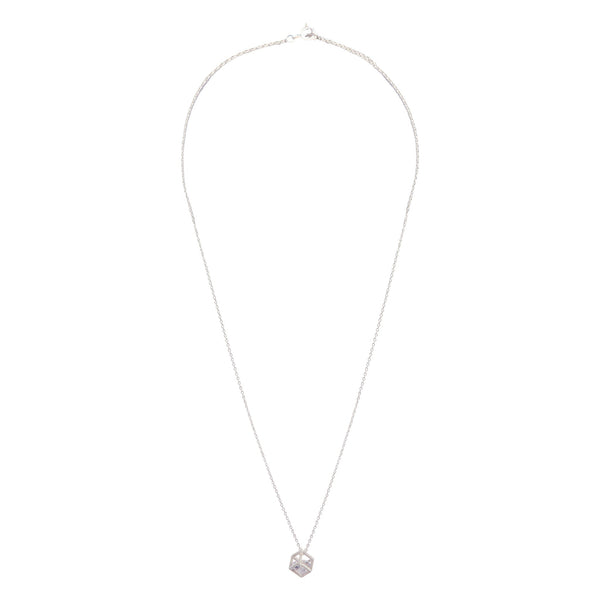 Sterling Silver Square Cubic Zirconia Necklace