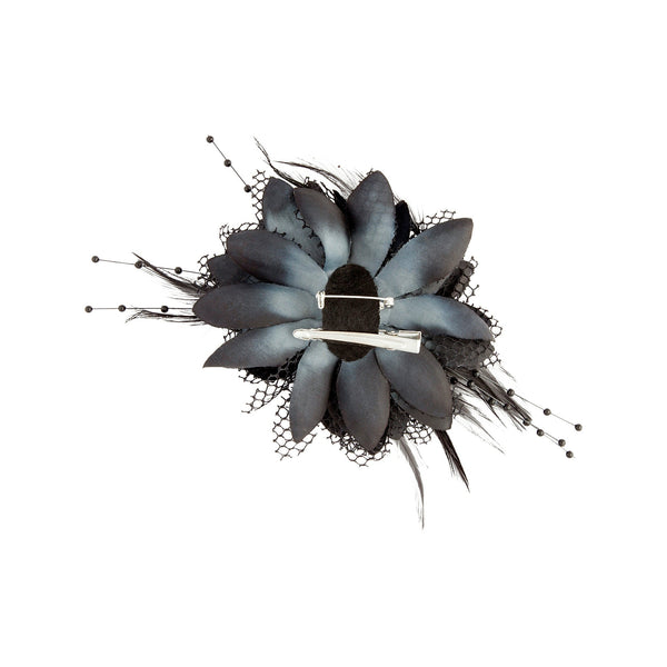 Texture Mixed Feather Corsage in Black