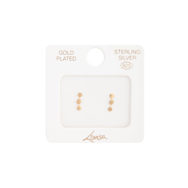 Gold Plated Sterling Silver Triple Dot Stud Earrings