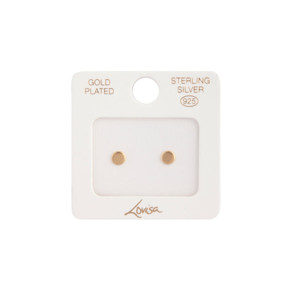 Gold Plated Sterling Silver Flat Circle Stud Earrings