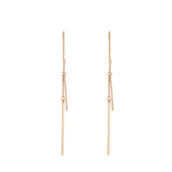Gold Chain and Bar Drop Earrings