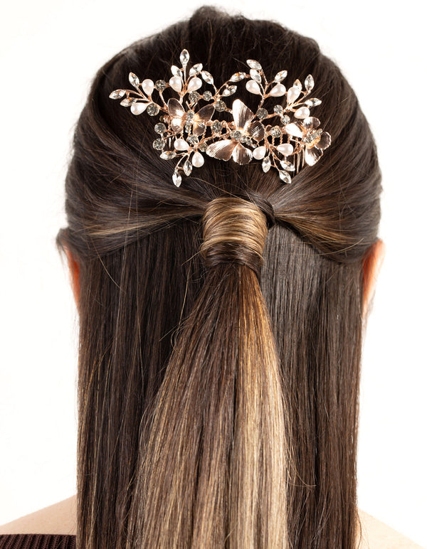 Diamante And Pearl Butterfly Comb
