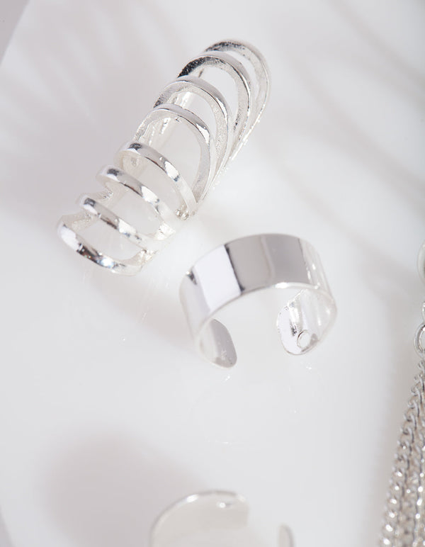 Silver Chain Tassel Ear Stack