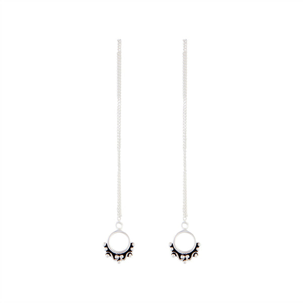 Sterling Silver Etched Thread Through Earrings