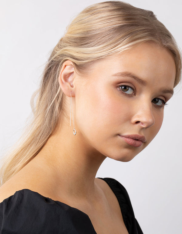 Sterling Silver Etched Thread Through Earrings