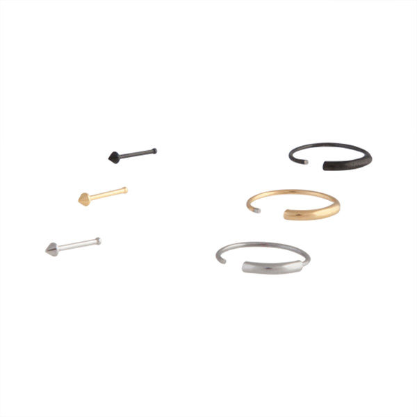 Mixed Metals Bar Ring Pin Nose 6 Pack