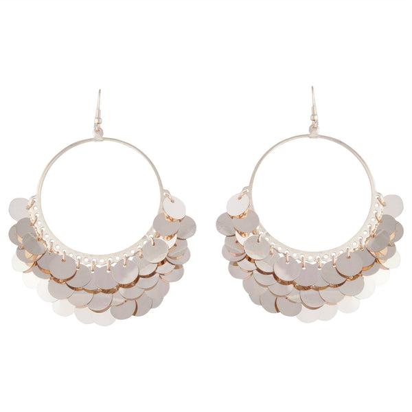 Rose Gold Drop Hoop Sequin Earrings