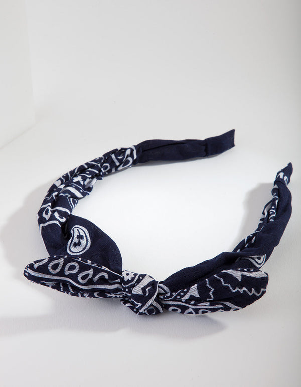 Blue White Bandana Headband